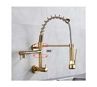 ASerZenith Robinet De Cuisine avec Douchette À 2 Jets, Mitigeur D'Évier en Laiton Doré, Poignée Unique, Douchette Extractible pour Eau Froide.(Or)