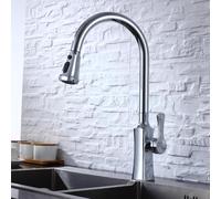 ASerZenith Robinet De Cuisine avec Douchette Extractible, Poignée Unique, Eau Chaude Et Froide, 2 Jets, Laiton, Finition Noire Mate.(Argent)