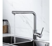 ASerZenith Robinet De Cuisine Multifonction avec Douchette Extractible, Eau Chaude Et Froide, Monotrou, 2 Modes De Sortie, Raccord G1/2, Finition Argent Brossé(Chrome)