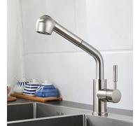 ASerZenith Robinet De Cuisine Multifonction Blanc avec Douchette Extractible, Poignée Unique, Eau Chaude Et Froide, Rotation À 360°, 2 Jets d'eau.(Brossé)