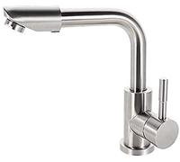 ASerZenith Robinet de Cuisine/Salle de Bain en Acier Inoxydable, Robinet en cuivre épais à poignée Unique, Robinet d'évier avec Eau Chaude et Froide