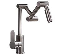 ASerZenith Robinet De Remplissage De Casseroles sur Plage, Robinet D'Évier De Cuisine Pivotant Et Pliable en Acier Inoxydable 304, Mitigeur Eau Chaude/Froide Monocommande À Un Trou,