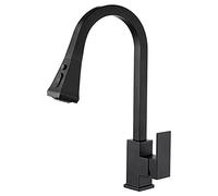 ASerZenith Robinet d'évier de Cuisine avec douchette extractible, Robinet en Laiton pour évier de Cuisine Commercial Moderne avec Eau Chaude et Froide, robinets de Cuisine extractib,Nero