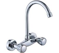 ASerZenith Robinet d'évier de Cuisine Mural Multifonctionnel en cuivre chromé avec Double poignée, mitigeur Eau Chaude/Eau Froide, pour Balcon ou buanderie.,3