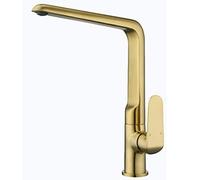 ASerZenith Robinet d'évier de Cuisine, Robinet d'évier pivotant à 360° avec Bec Haut, mitigeur de Cuisine en Laiton à poignée Unique pour Eau Chaude et Froide, Robinet à Un Trou pou,Brushed Gold