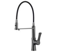 ASerZenith Robinet d'évier de Cuisine Tout cuivre Gris Anthracite, Robinet d'eau Potable pivotant à 360° avec Filtre et douchette extractible, mitigeur thermostatique.,C
