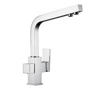 ASerZenith Robinet d'évier, Robinet de Cuisine, Robinet en Acier Inoxydable brossé et Laiton Massif, Robinet à Trois Voies avec Filtre Rotatif pour Eau Potable,Chrome