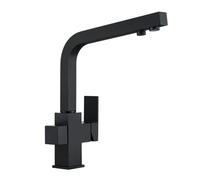 ASerZenith Robinet d'évier, Robinet de Cuisine, Robinet en Acier Inoxydable brossé et Laiton Massif, Robinet à Trois Voies avec Filtre Rotatif pour Eau Potable,Black