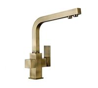 ASerZenith Robinet d'évier, Robinet de Cuisine, Robinet en Acier Inoxydable brossé et Laiton Massif, Robinet à Trois Voies avec Filtre Rotatif pour Eau Potable,En8 Bronze
