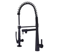 ASerZenith Robinet Mitigeur De Cuisine À Ressort Extractible, Monotrou, Double Sortie Eau Chaude/Eau Froide, en Laiton Noir.(Noir)