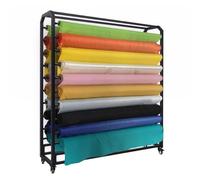 ASerZenith Support De Rangement pour Rouleaux De Tissu, Grand Chariot De Présentation pour Rouleaux De Tissu Textile avec Tige De Suspension Réglable Et Roues Freinables,(12 Rods-145cm)