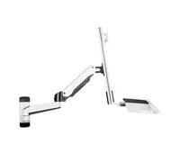 ASerZenith Support Mural De Bureau À Double Bras Articulé pour Écran Simple De 15 À 27 Pouces avec Plateau Standard Et Accessoires De Bureau