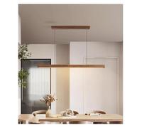 ASerZenith Suspension LED Moderne en Bois avec Longue Bande Lumineuse, Lampe De Table À Manger À Intensité Variable, Lustre Suspendu pour Salon, Salle À Manger Et Cuisine.,Walnut-100cm