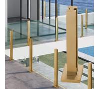 ASerZenith Tige De Fixation pour Clôture en Verre, Balustres en Acier Inoxydable, Poteau Central, Système De Garde-Corps pour Clôture en Verre, Poteau en Panneau De Verre Doré