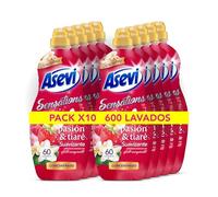 Asevi Sensations Passion & Tiaré - Adoucissant concentré pour machine à laver avec parfum énergisant - Essences naturelles - Douceur durable pour tous types de tissus - 10 x 60 lavages