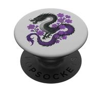 Asexual Japanese Dragon Ace Pride Flag Colors Floral PopSockets PopGrip Adhésif