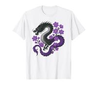 Asexual Japanese Dragon Ace Pride Flag Colors Floral T-Shirt