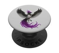 Asexual Phoenix Bird Ace Pride Flag Rising From Ashes PopSockets PopGrip Adhésif