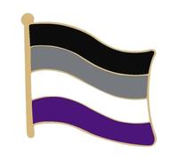 Asexual Pride Pin's à revers pour communauté LGBTQIA avec drapeau arc-en-ciel, symbole de paix, d'amour et de cœur, Normale, Métal non précieux