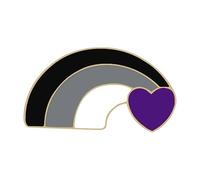 Asexual Pride Pin's à revers pour communauté LGBTQIA avec drapeau arc-en-ciel, symbole de paix, d'amour et de cœur, Normale, Métal non précieux