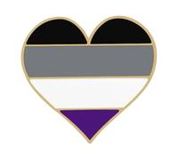 Asexual Pride Pin's à revers pour communauté LGBTQIA avec drapeau arc-en-ciel, symbole de paix, d'amour et de cœur, Normale, Métal non précieux