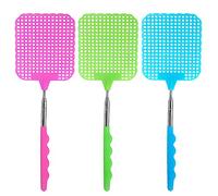 Asfacuputure 3 Pièces Tapette à Mouches Extensible,Durable Manuelle Télescopique Mouche Piège,Portable Tapettes Anti Moustique,pour Intérieur Jardin Moustiques Insectes (Jaune, Rose, Vert)