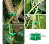 ASFASFq-1 lot de fil de jardin de 100 m, fil de liaison gainé de plastique, pour plantes, bobine avec coupe-fil, inoxydable, vert