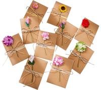 Asfasfq-10 Pièces Carte D¿Anniversaire Avec Enveloppe, Papier Kraft, Avec 10 Fleurs Décoratives, Pour La Fête Des Enseignants, La Fête Des Mères, Un Anniversaire, La Saint-Valentin, Unisexe (7 × 10.5