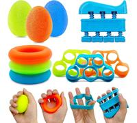 Asfasfq-10 Pièces Renfort De Préhension Main - Bandes Résistance Doigts Avec 3 Niveaux - Boules De Pétrissage & Anneaux Pour Musculation (Lot)