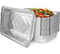 ASFASFq-100 Pièces Barquette Aluminium 840 ml, 21 x 14 x 4,5 cm Barquette Aluminium Barbecue pour Servir des Aliments, Griller, Cuire au Four