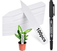 ASFASFq-100 pièces étiquettes en plastique pour plantes, 10x2cm imperméables accessoires jardinage étanche de jardin blanc avec 1 Marqueurs pour légumes, plantes et semis