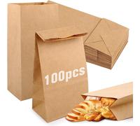 Asfasfq-100 Sacs En Papier Kraft, 9x5.5x18cm Pochette Cadeau Kraft, Pochettes Cadeau Marron, Petit Sac Cadeau, Pochettes En Papier Kraft Alimentaire, Anniversaire De Sacs En Papier