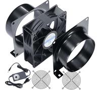 ASFASFq-100mm Ventilateur de Conduit DC12V, 3000 tr/min Extracteur d'Air 100 mm avec Variateur 0-100%, Adaptateur de Conduit pour Laser 3D, Cabine de Peinture, Tente de Culture DIY - Noir