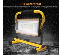 Asfasfq-100w Led Rechargeable Floodlight, 7000 Lumens Led Work Light Ipx65 Waterproof For Camping Garage Lighting Work Site Lights (Jaune)