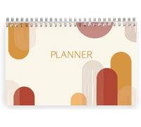Asfasfq-116069c - Un Bloc Planner À Spirale 22x14 Cm - 53 Feuillets Imprimés - Planificateur Hebdomadaire - Planning Hebdomadaire Design Nature - Organisation - Collection Terracotta