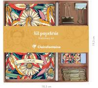 Asfasfq-116231c - Un Kit De Papeterie Contenant Un Carnet 11x17 Cm 64 Pages Lignées, Un Crayon De Papier, 2 Pinces Doubles-Clip, 10 Trombones Et Une Gomme - Collection Frida Kahlo