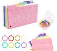 Asfasfq-150pcs Fiche Bristol, Flash Cards, Avec 3 Anneaux De Reliure Fiche De Revision, Flashcards,Fiches Bristol, Fiche Bristol Couleur, 6 Couleurs