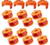ASFASFq-16 pcs Bobines de Fil Compatible avec Worx Coupe Bordures, Bobine Fil Coupe Bordure Pour WA0004.1/WA0010 Coupe Bordure Electrique, ø 1.65 mm * 3 m Longueur (12 Fil Coupe Bordure + 4 Couvercle