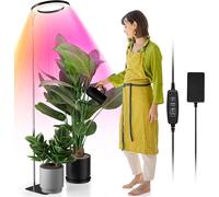 ASFASFq-160 LED 5V4A lampe pour plantes à spectre complet, tuyau flexible réglable à 360° Grow Light, prise européenne, minuterie automatique 3/9/12, tige télescopique 11.8-59 inch (160LED noir)