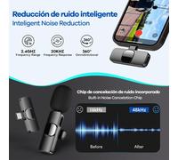 ASFASFq-2 Micro Cravate sans Fil, pour Android/iPhone, Microphone Bluetooth Lavalier Portable pour Podcast, YT, TikTok, Vlogging, Enregistrement Vidéo, Diffusion en Direct, Réduction de Bruit (Pack 2