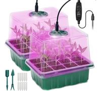 ASFASFq-2 Pc Serre pour Semis,Intérieure Plateau Semis avec Couvercles Rehaussés avec Lumière Solaire À Spectre Complet,Boîte de Culture pour Serre D'Intérieur avec Couvercle et Évents pour Croissanc