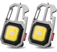 Asfasfq-2 Pcs Mini Lampe De Travail Portable 7 Modes Porte-Clés Lampe De Poche Étanche Lampes D'inspection Rechargeable, Avec Ouvre-Bouteille, Base Magnétique, Pour Camping/Réparation/Urgence