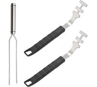 ASFASFq-2 Pièces Anti-brûlure Outils de Barbecue de 27 cm de Long et 3 mm D'épaisseur, Souleve Grilles en Acier Inoxydable, Lève-grille De Gril avec Fourche de 29 cm, pour Maison, Camping et Restaura