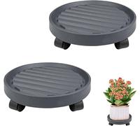 ASFASFq-2 Pièces Porte Plante a roulettes, Supports de Pots de Fleurs, Plateau Roulette Plante, Support de Fleurs Rotatif, Socle Roulette Plante, Chariot à Plantes pour Balcon, Salon, Terrasse(Gris)