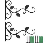 ASFASFq-2 Pièces Supports Muraux de Jardin en fer Forgé, Crochet de Plante de Supports de Panier Suspendu Crochets de Supports de Suspension Murale pour Lanternes de Pots de Fleurs de Panier de Plant