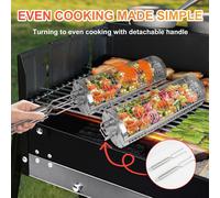 ASFASFq-2 x Paniers de Gril en Acier Inoxydable de Rôtisserie, Accessoires de Barbecue avec Ouverture Latérale et Poignée Amovible, BBQ Légumes et les Petits Aliments, Cadeaux de Barbecue pour Hommes