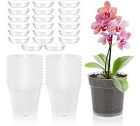 ASFASFq-20 Pièces Pot Orchidée, Pot Orchidée Transparent, 11,5cm Pot Transparent Orchidée, Pot Transparent avec Trous De Drainage Et Soucoupes, Pot De Fleurs pour Balcon Bureau, Intérieur, Extérieur