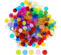 ASFASFq-200 Pièces Marqueurs Jeu Maths Transparents, Jeton Poker en Plastique, Jetons Colorés Comptage en Plastique, Bingo Jetons, Pièces de jeu Colorées Transparentes pour Calculs Mathématiques (19m