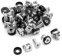 ASFASFq-20x Vis et Ècrous à Cages M6 pour Armoires Réseau - Baie de de Serveur 10" & 19" Pouces En Acier - Argent
