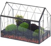 ASFASFq-24x14x18,5cm Petite Terrarium en Verre avec Couvercle pour Petites Plantes, Boîte Serre Transparente en Forme de Maison fermée Vintage Décoration géométrique d'intérieur (Terrarium Uniquement